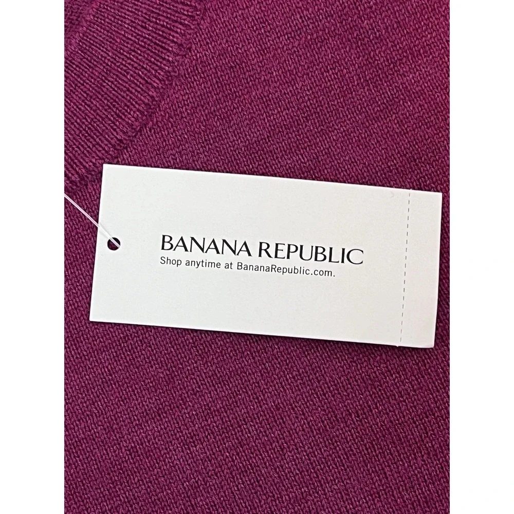 Banana Republic Italian Merino Wool Sweater Purple Mens LG Tall Crew Baruffa New